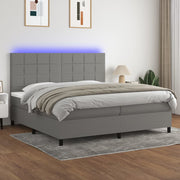 Boxspring met matras en LED 200x200 cm donkergrijs