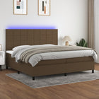 Boxspring 200x200 cm donkerbruin met matras en LED