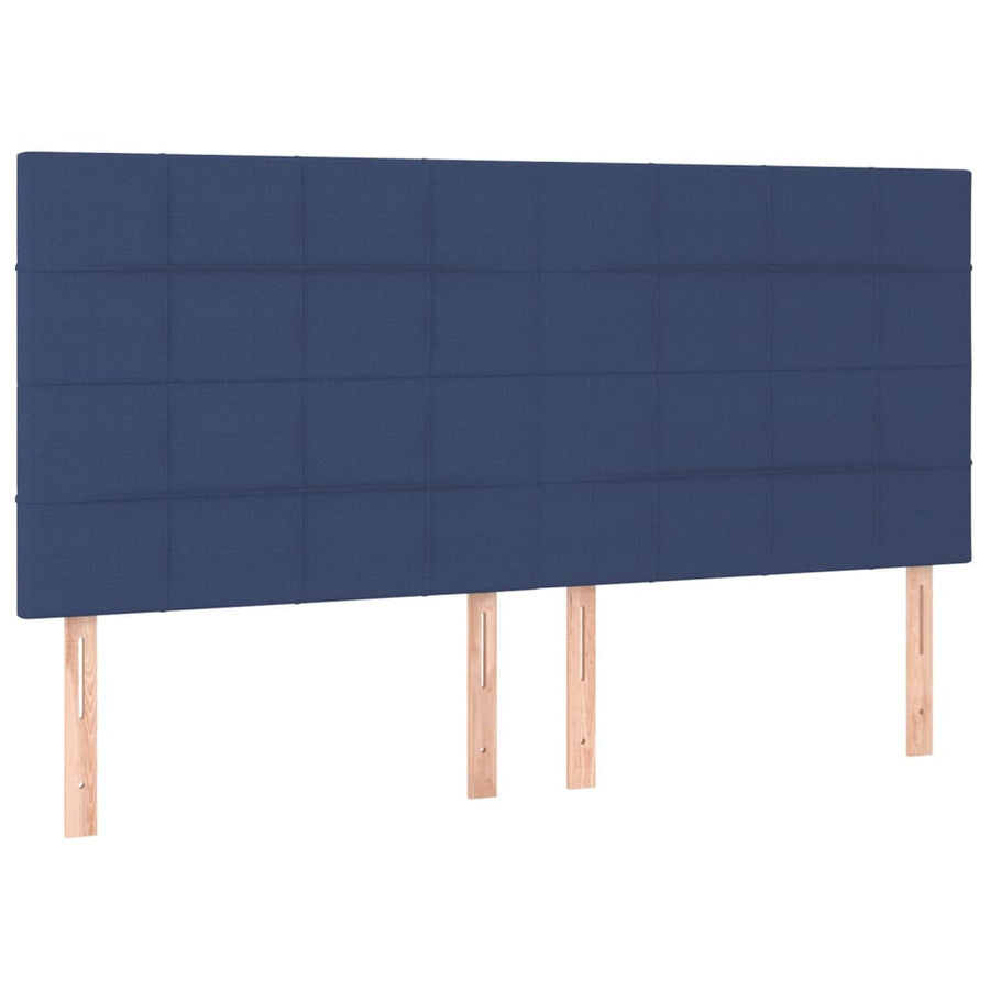 Boxspring Met Matras En Led Stof Blauw 200 x 200 cm Blok met vierkanten