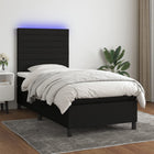 Box spring with mattress and LED fabric black 80x200 cm