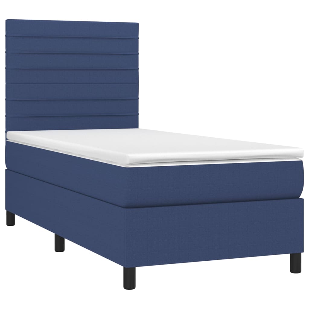 Boxspring Met Matras En Led Stof Blauw 80 x 200 cm Horizontale strepen