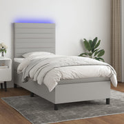 Boxspring 90x200 cm lichtgrijs met matras en LED