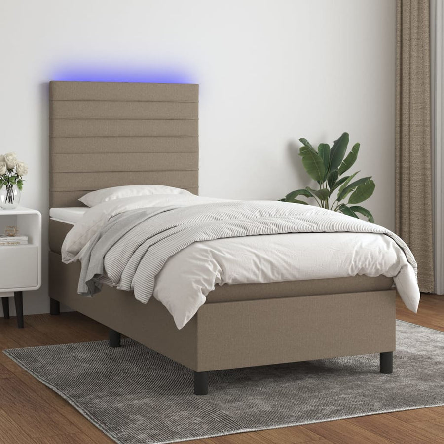 Boxspring met matras en LED stof taupe 80x200 cm 90 x 200 cm Taupe