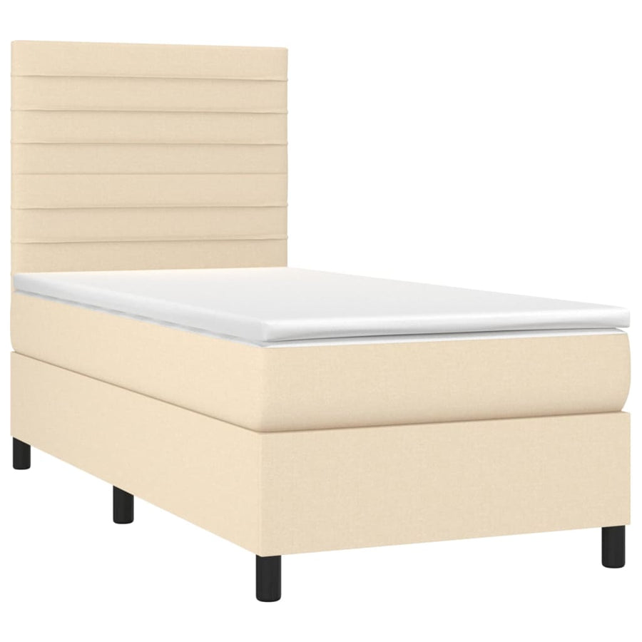 Boxspring met matras en LED stof crèmekleurig 80x200 cm 90 x 200 cm Horizontale strepen
