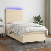 Boxspring met matras en LED 80x200 cm crèmekleurig