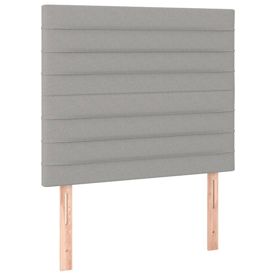 Boxspring met matras en LED stof lichtgrijs 100x200 cm 100 x 200 cm Horizontale strepen
