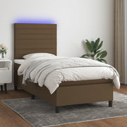 Boxspring 100x200 cm donkerbruin met matras en LED