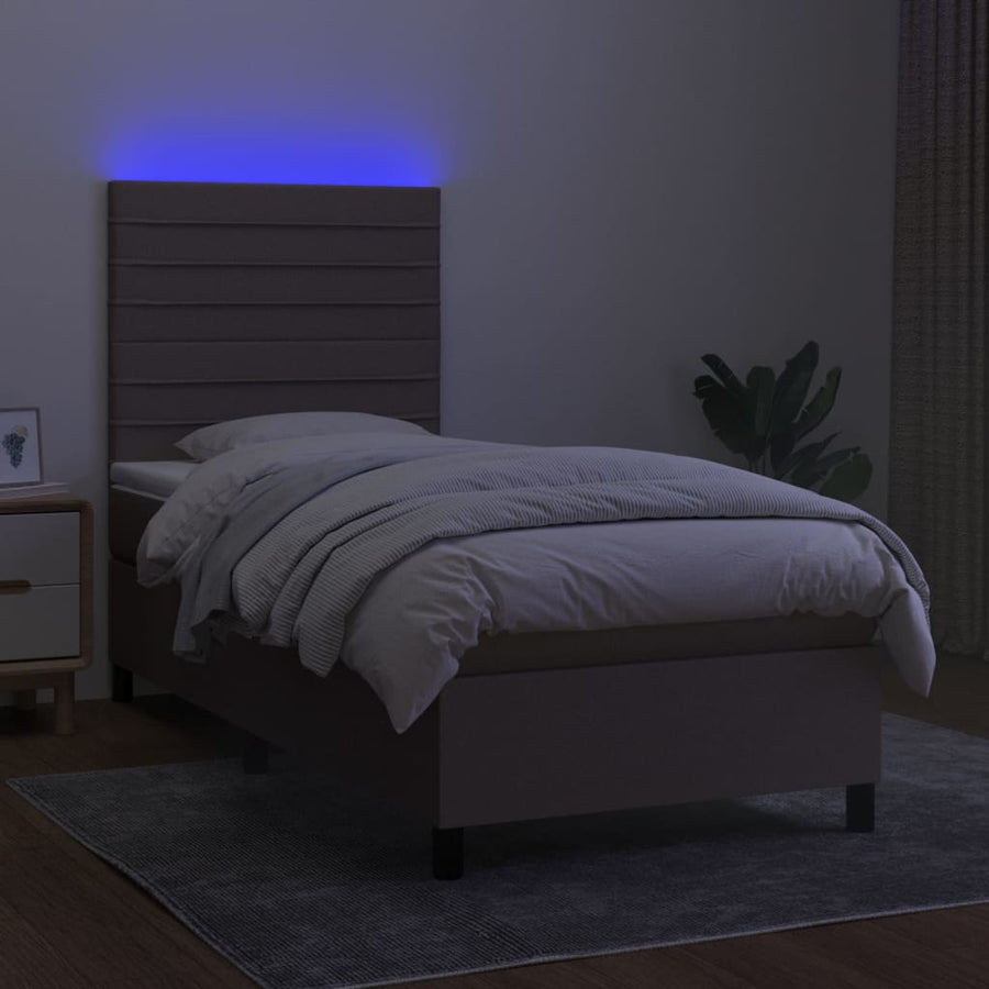 Boxspring met matras en LED stof taupe 100x200 cm 100 x 200 cm Taupe