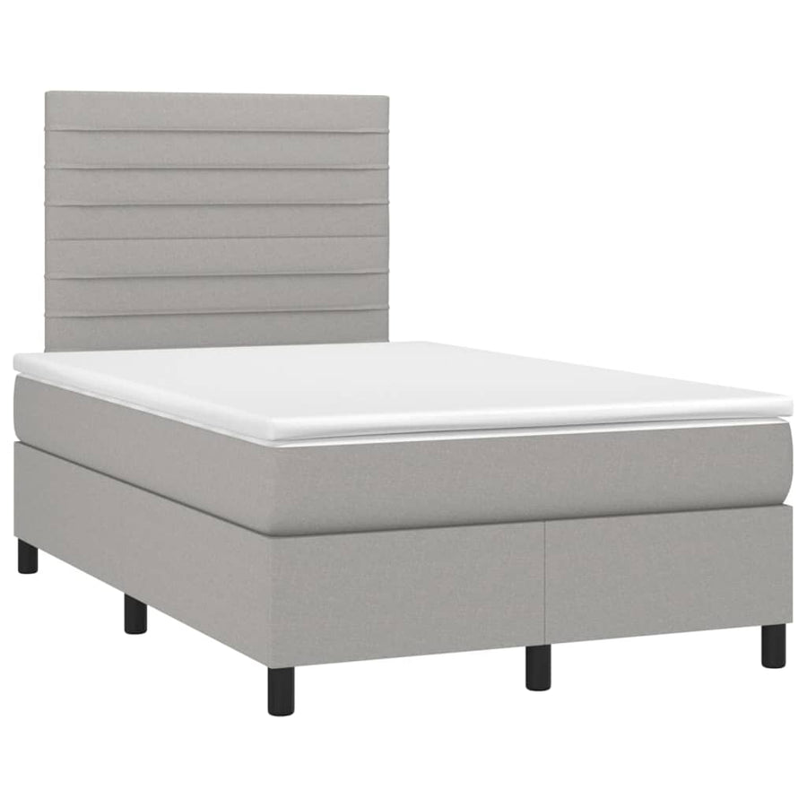 Boxspring met matras en LED stof lichtgrijs 120x200 cm 120 x 200 cm Lichtgrijs