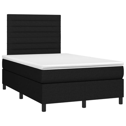 Boxspring Met Matras En Led Stof Zwart 120 x 200 cm Horizontale strepen