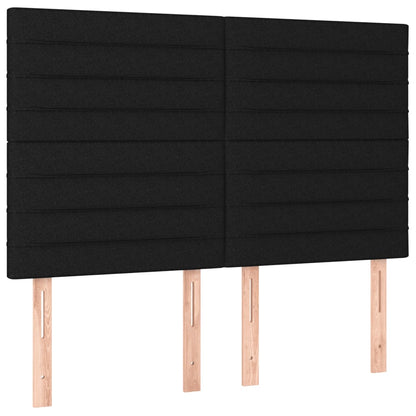 Boxspring met matras en LED stof zwart 140x190 cm 140 x 190 cm Horizontale strepen