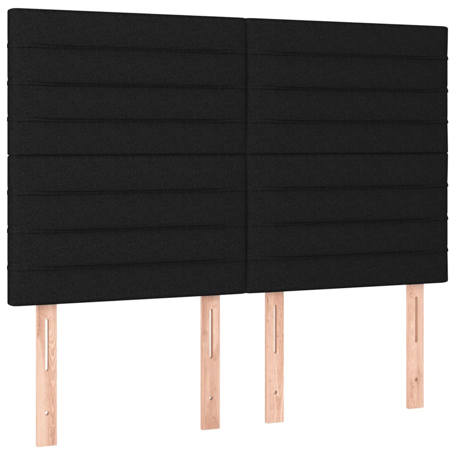Boxspring met matras en LED stof zwart 140x190 cm 140 x 190 cm Horizontale strepen