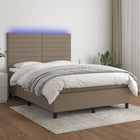 Boxspring met matras en LED stof taupe 140x190 cm 140 x 190 cm Horizontale strepen