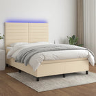 Boxspring met matras en LED stof crèmekleurig 140x190 cm 140 x 190 cm Crème