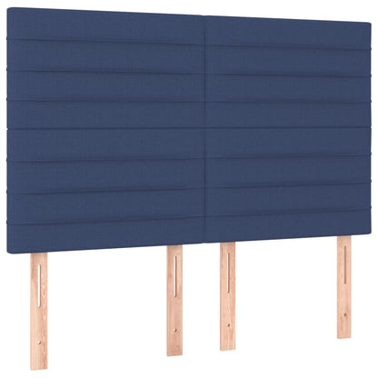 Boxspring Met Matras En Led Stof Blauw 140 x 190 cm Horizontale strepen