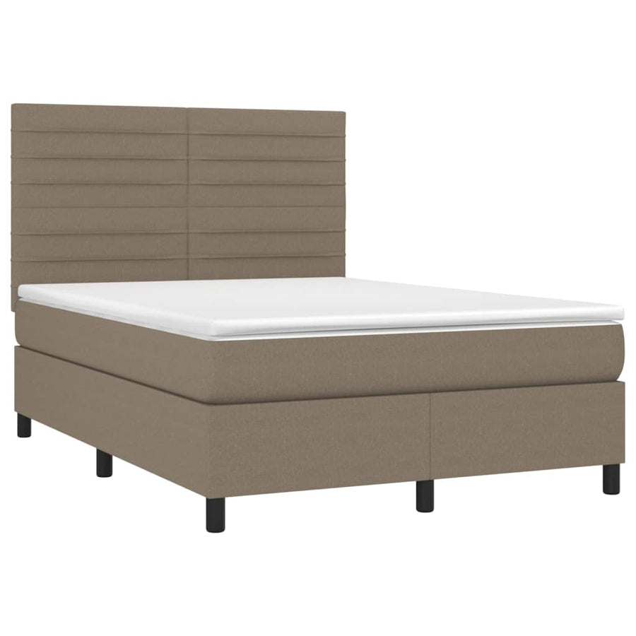 Boxspring met matras en LED stof taupe 140x200 cm 140 x 200 cm Taupe
