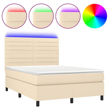 Boxspring met matras en LED stof crèmekleurig 140x200 cm 140 x 200 cm Crème