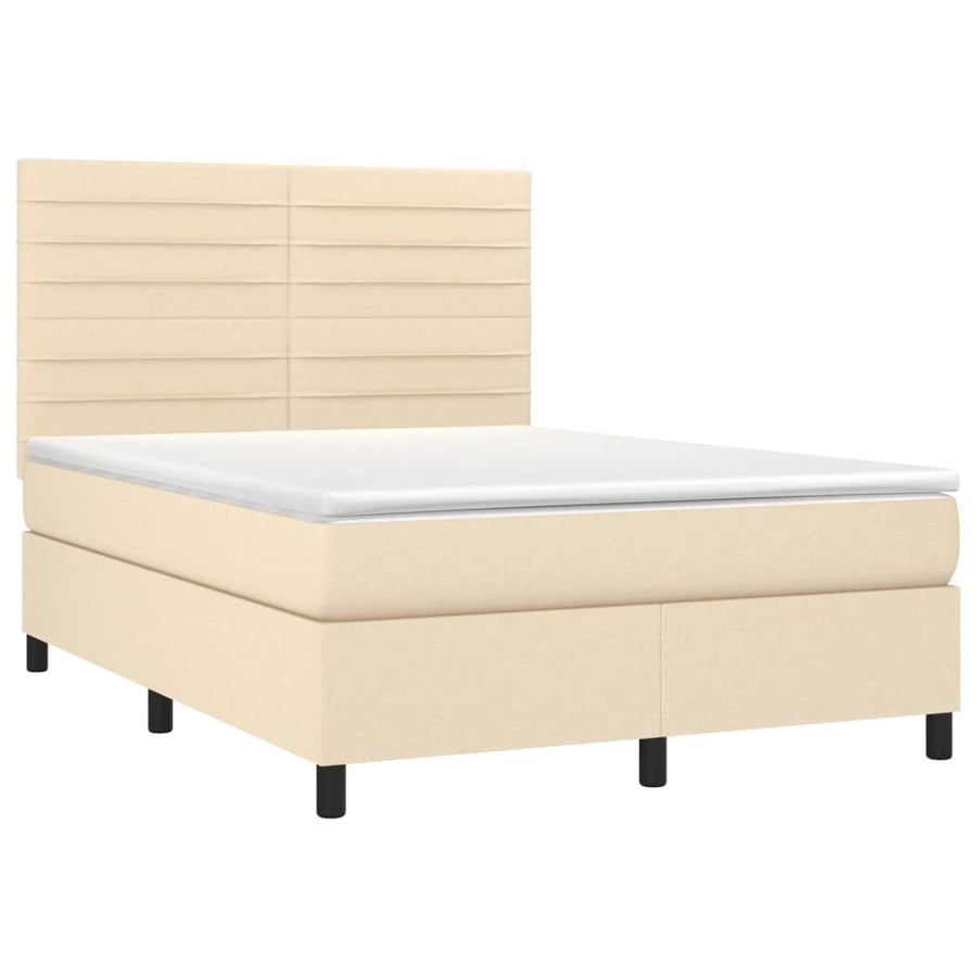 Boxspring met matras en LED stof crèmekleurig 140x200 cm 140 x 200 cm Crème
