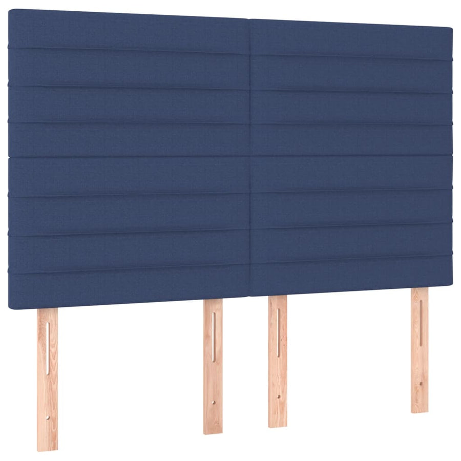 Boxspring Met Matras En Led Stof Blauw 140 x 200 cm Horizontale strepen