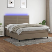 Boxspring 160x200 cm taupe met matras en LED