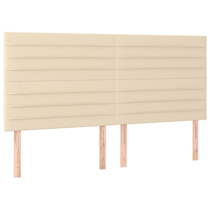 Boxspring Met Matras En Led Stof Kleurig Crème 160 x 200 cm Horizontale strepen