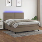 Boxspring met matras en LED stof taupe 180x200 cm 180 x 200 cm Taupe