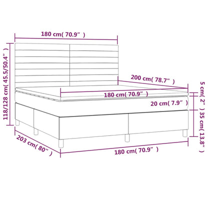 Boxspring Met Matras En Led Stof Blauw 180X200 Cm Blauw 180 x 200 cm Horizontale strepen
