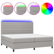 Boxspring met matras en LED stof lichtgrijs 200x200 cm 200 x 200 cm Lichtgrijs