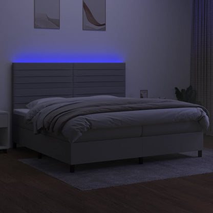 Boxspring met matras en LED stof lichtgrijs 200x200 cm 200 x 200 cm Lichtgrijs