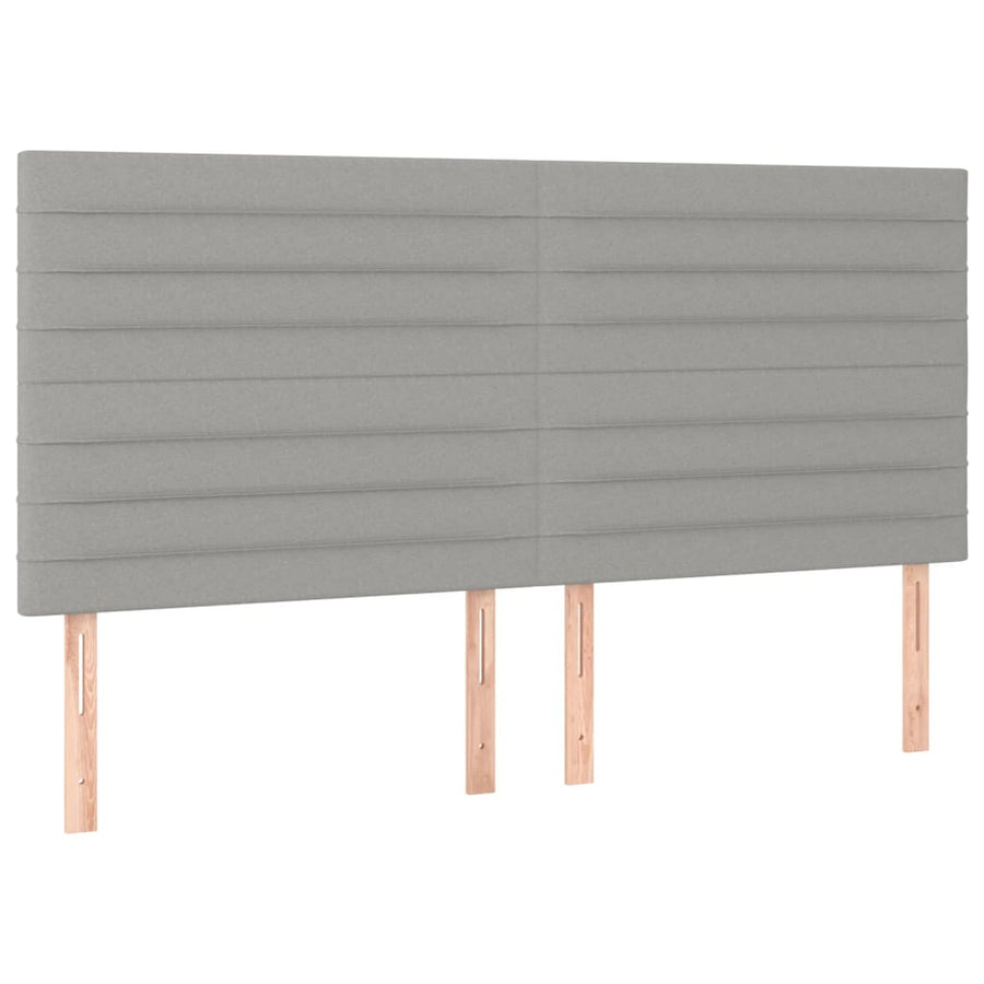 Boxspring met matras en LED stof lichtgrijs 200x200 cm 200 x 200 cm Lichtgrijs