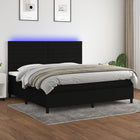 Box spring with mattress and black LED fabric 200x200 cm