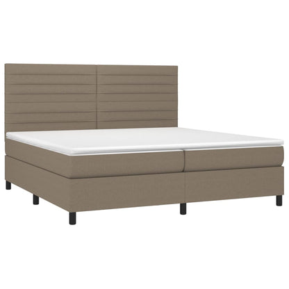 Boxspring Met Matras En Led Stof Taupe 200 x 200 cm Horizontale strepen
