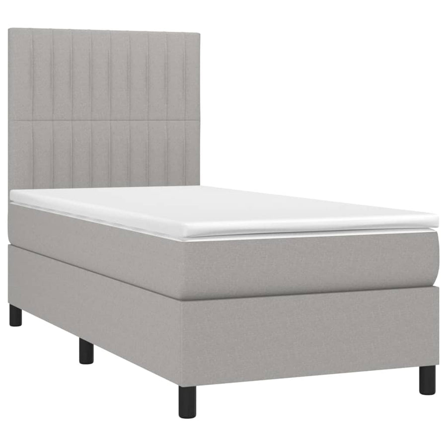 Boxspring met matras en LED stof lichtgrijs 80x200 cm 80 x 200 cm Lichtgrijs