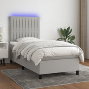 Boxspring met matras en LED 80x200 cm lichtgrijs