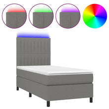 Boxspring Met Matras En Led Stof Donkergrijs 80 x 200 cm Verticale strepen