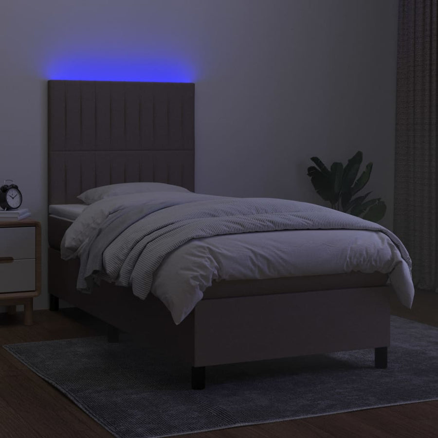 Boxspring met matras en LED stof taupe 80x200 cm 90 x 200 cm Taupe