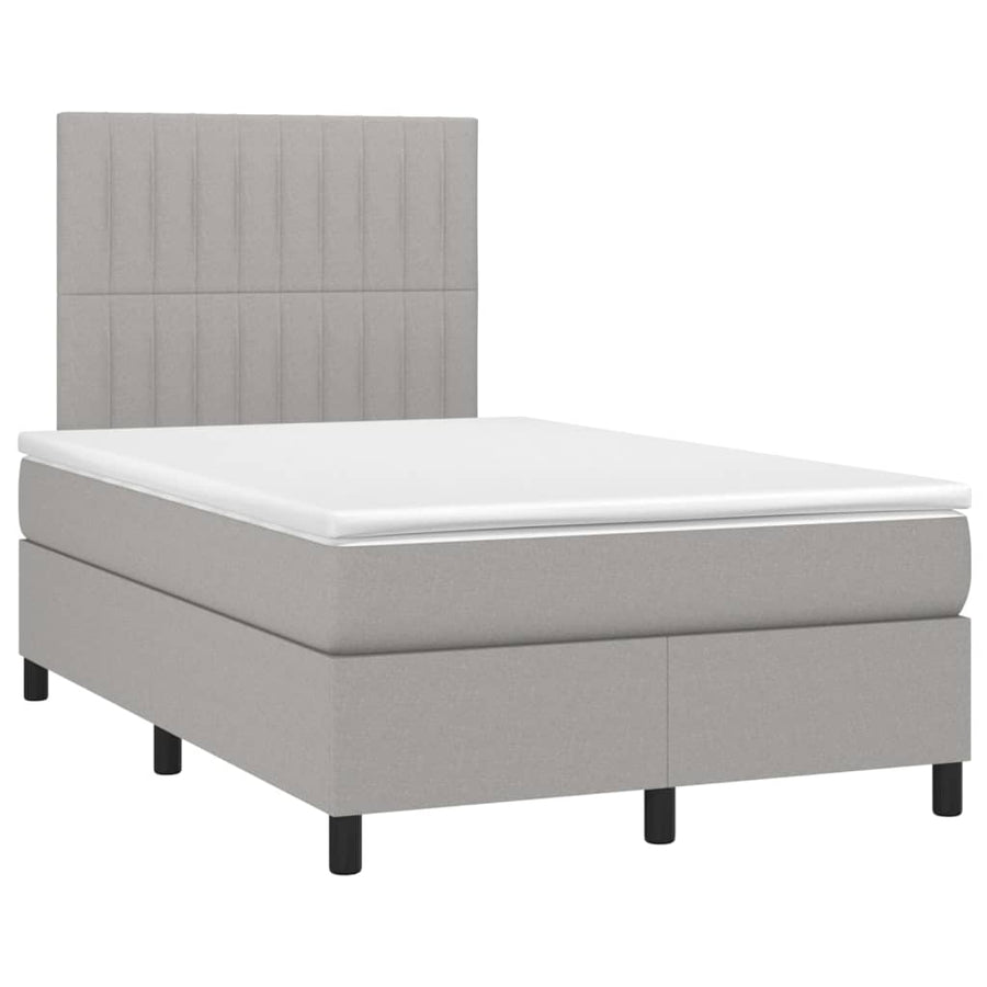Boxspring Met Matras En Led Stof Lichtgrijs 120 x 200 cm Verticale strepen
