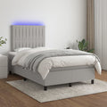 Boxspring met matras en LED stof lichtgrijs 120x200 cm
