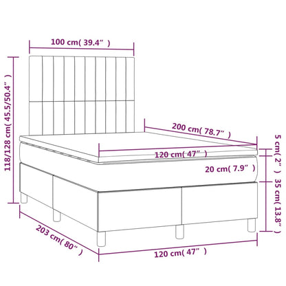 Boxspring Met Matras En Led Stof Kleurig Crème 120 x 200 cm Verticale strepen