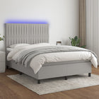 Box spring with mattress and LED fabric light grey 140x190 cm