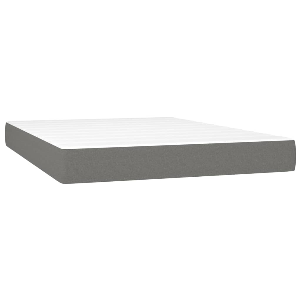 Boxspring Met Matras En Led Stof Donkergrijs 140 x 190 cm Verticale strepen