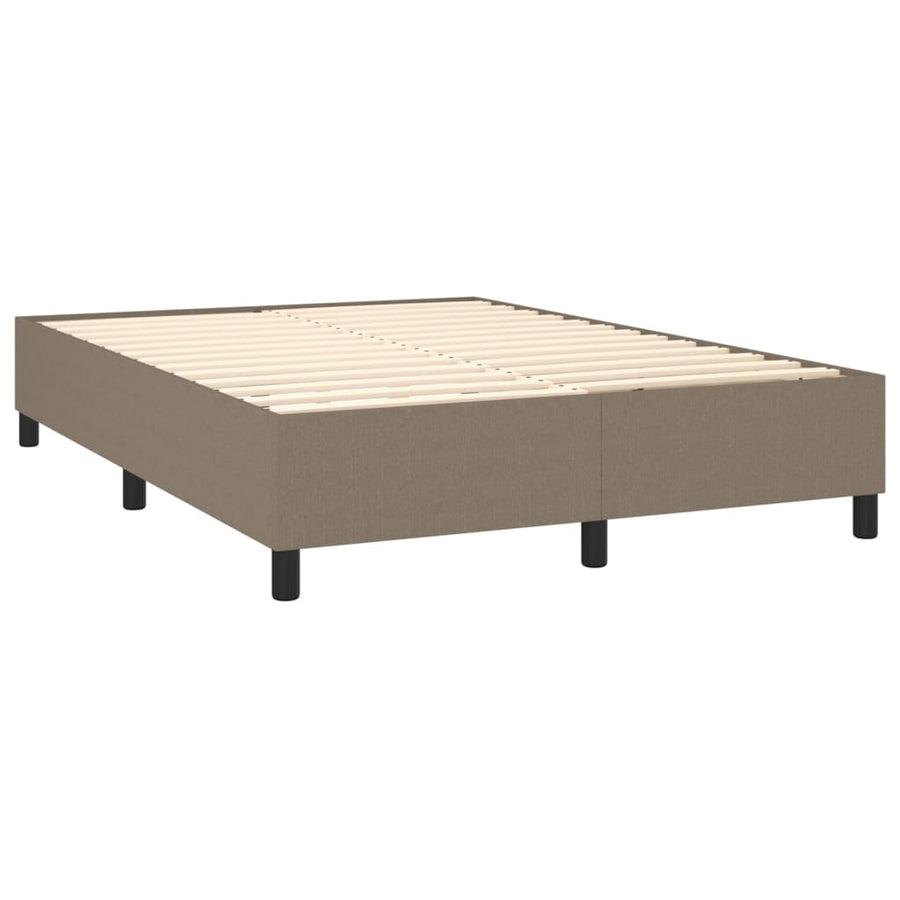 Boxspring Met Matras En Led Stof Taupe 140 x 190 cm Verticale strepen