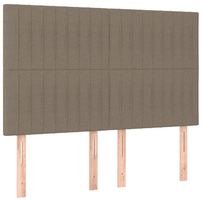 Boxspring Met Matras En Led Stof Taupe 140 x 190 cm Verticale strepen