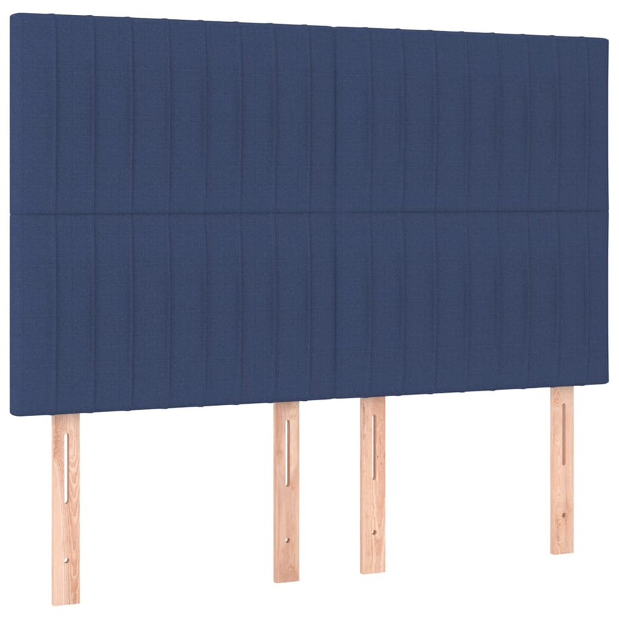 Boxspring Met Matras En Led Stof Blauw 140 x 190 cm Verticale strepen