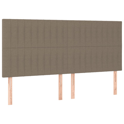 Boxspring Met Matras En Led Stof Taupe 160 x 200 cm Verticale strepen