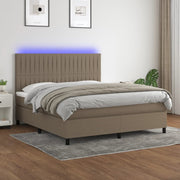 Boxspring met matras en LED taupe 160x200 cm