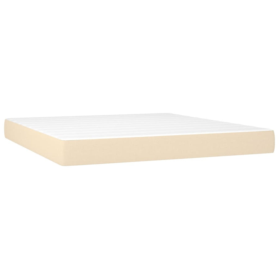 Boxspring Met Matras En Led Stof Kleurig Crème 160 x 200 cm Verticale strepen