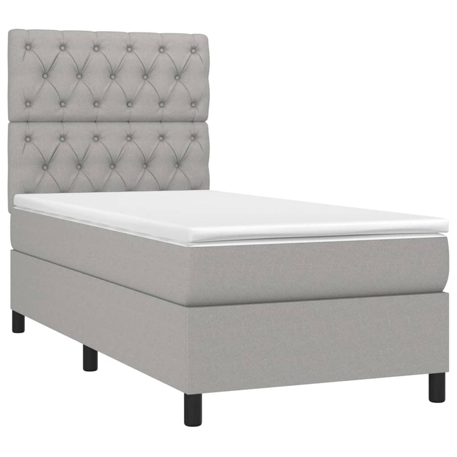 Boxspring met matras en LED stof lichtgrijs 80x200 cm 80 x 200 cm Lichtgrijs