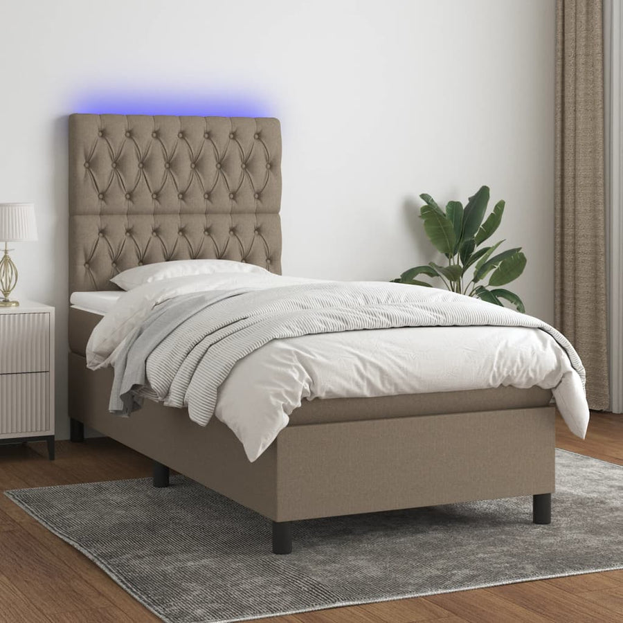 Boxspring Met Matras En Led Stof Taupe 80 x 200 cm Getuft ontwerp