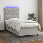 Boxspring met matras en LED stof lichtgrijs 90x190 cm 90 x 190 cm Lichtgrijs